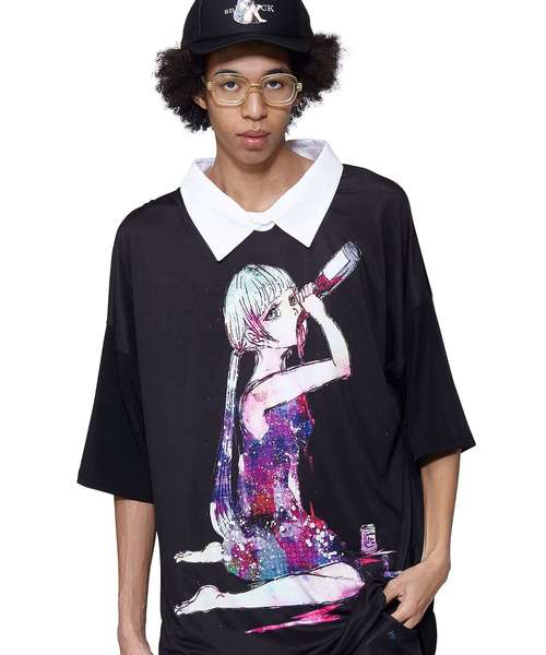 ankoROCK(アンコロック)の「ダーティーガールズシャツ襟Tシャツ -メガビッグ-(Tシャツ/カットソー・メンズ・G/A/C/D/E/F/B・ONE SIZE)」の4枚目の写真
