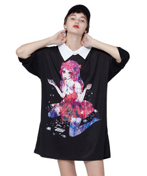 ダーティーガールズシャツ襟Tシャツ -メガビッグ-