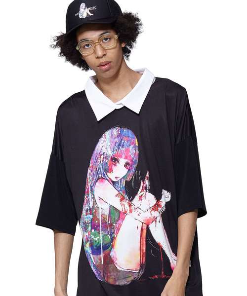 ankoROCK(アンコロック)の「ダーティーガールズシャツ襟Tシャツ -メガビッグ-(Tシャツ/カットソー・メンズ・G/A/C/D/E/F/B・ONE SIZE)」の6枚目の写真