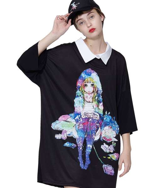 ダーティーガールズシャツ襟Tシャツ -メガビッグ-（Tシャツ