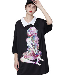 ダーティーガールズシャツ襟Tシャツ -メガビッグ-