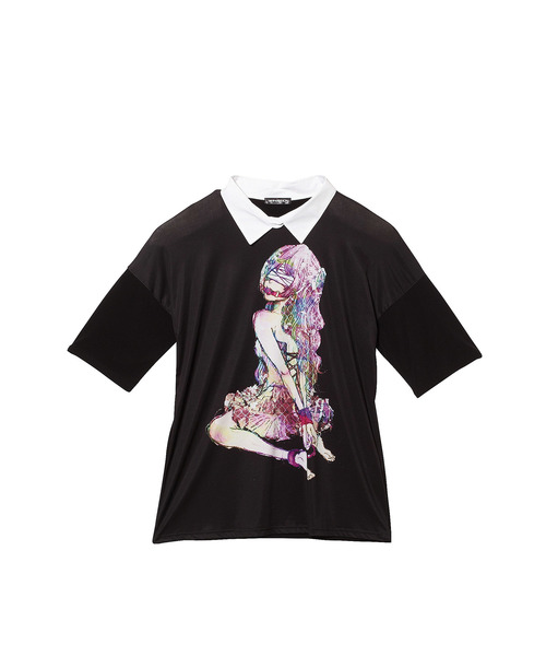 ankoROCK アンコロック　Tシャツ　首つりベア　ほぼ新品 しにがみこ #ankoROCK チャイナボタンシャツ襟カットソー