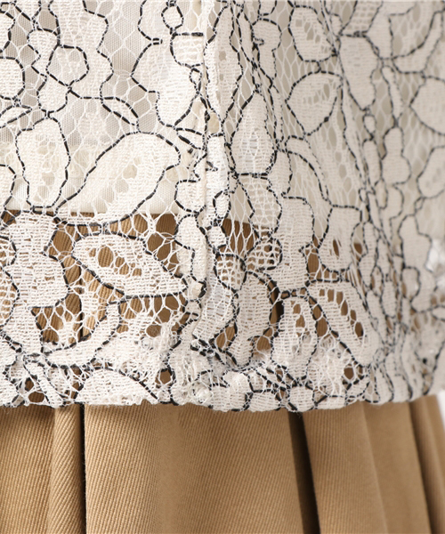 BLUEEAST（ブルーイースト）の「お袖フリル・フロントレースアップのコードレースブラウス（シャツ/ブラウス・レディース・グリーン/オフホワイト/イエロー・MEDIUM）」の9枚目の写真