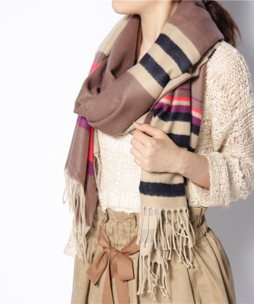 NANO universe（ナノユニバース）の「プロヴァンスストライプストール（ストール/ショール・レディース・ピンクベージュ/ブルー・FREE）」の7枚目の写真