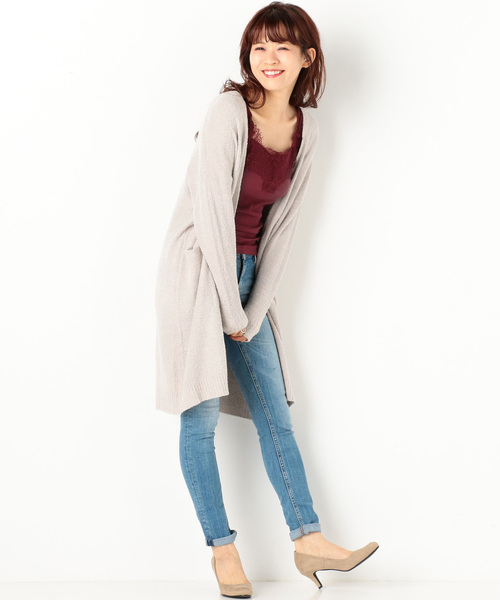 archives（アルシーヴ）の「フェザーロングトッパーカーディガン（カーディガン/ボレロ・レディース・オフホワイト/ブラック/グレー・MEDIUM）」の3枚目の写真