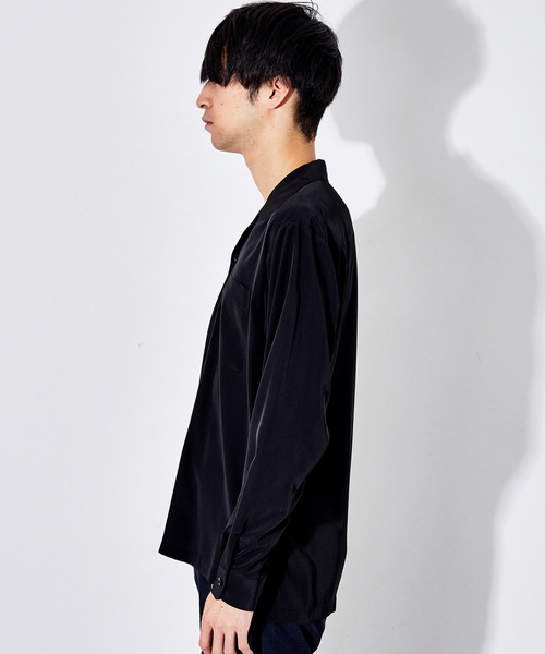 STUDIOUS（ステュディオス）の「【STUDIOUS】パレットデシンオープンカラーシャツ（シャツ/ブラウス・メンズ・ホワイト/ブラック/グリーン/イエロー/ブルー・1/2/3）」の7枚目の写真