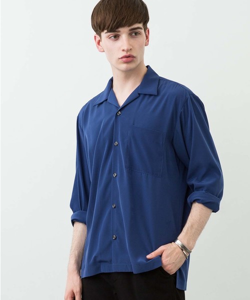 STUDIOUS（ステュディオス）の「【STUDIOUS】パレットデシンオープンカラーシャツ（シャツ/ブラウス・メンズ・ホワイト/ブラック/グリーン/イエロー/ブルー・1/2/3）」の16枚目の写真