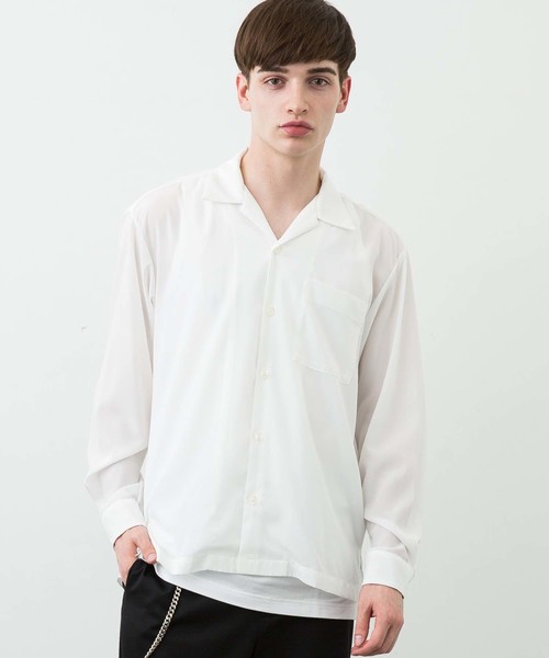 STUDIOUS（ステュディオス）の「【STUDIOUS】パレットデシンオープンカラーシャツ（シャツ/ブラウス・メンズ・ホワイト/ブラック/グリーン/イエロー/ブルー・1/2/3）」の19枚目の写真