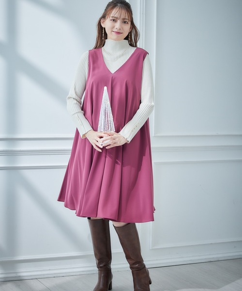 12Twelve Agenda(トゥエルブ アジェンダ)の「Aラインジャンスカ(ドレス・レディース・グリーン/チェリーピンク/ネイビー・M)」の12枚目の写真