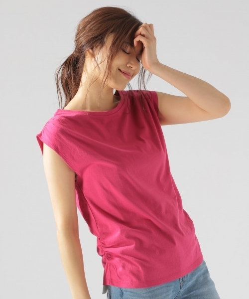 BAYFLOW（ベイフロー）の「GOOD PRICE／ショルダーギャザープルオーバー（Tシャツ/カットソー・レディース・ピンク/ブルー/オフホワイト・MEDIUM/SMALL）」の3枚目の写真