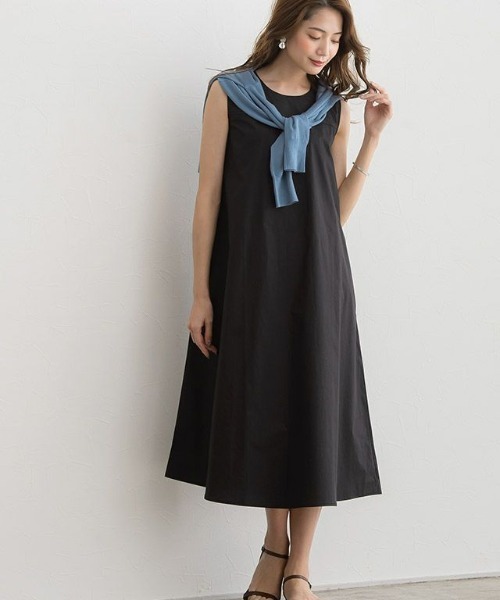 セール ワンピース ノースリーブaラインワンピース ワンピース 袖なし Pierrot ピエロ のファッション ロングワンピース ワンピース