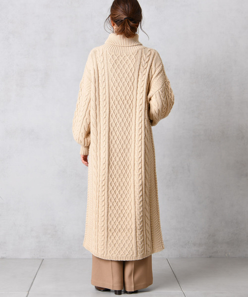 DouDou（ドゥドゥ）の「アラン柄ニットワンピース（ワンピース・レディース・ベージュ/ライトグレー・FREE）」の8枚目の写真