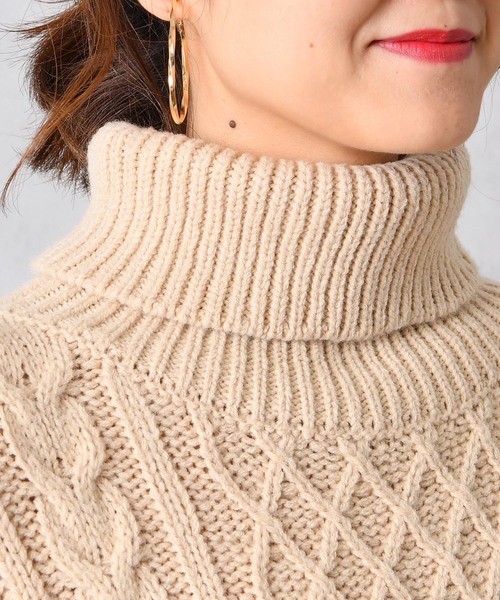 DouDou（ドゥドゥ）の「アラン柄ニットワンピース（ワンピース・レディース・ベージュ/ライトグレー・FREE）」の9枚目の写真