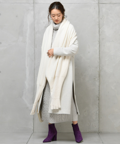 DouDou（ドゥドゥ）の「アラン柄ニットワンピース（ワンピース・レディース・ベージュ/ライトグレー・FREE）」の17枚目の写真