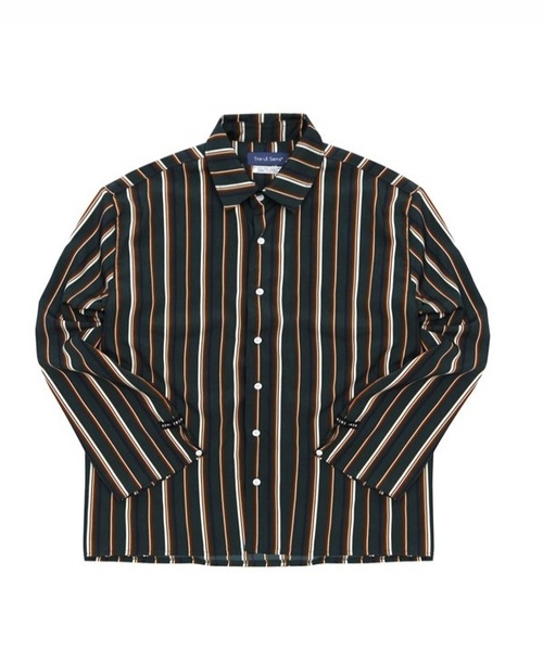 TRIP LE SENS(トリップ ル センス)の「【TRIP LE SENS】スリット ポイント ストライプシャツ(シャツ/ブラウス・レディース・ブラック/グリーン・MEDIUM/LARGE)」の12枚目の写真
