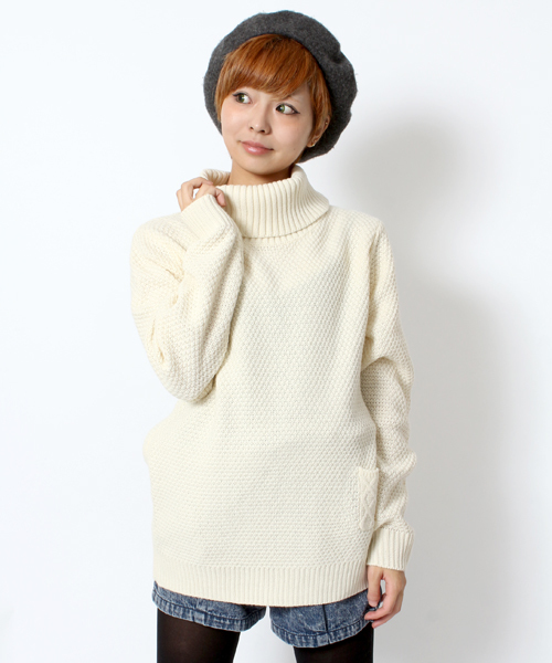 WEGO（ウィゴー）の「WEGO/ポップコーンタートルネックセーター（ニット/セーター・メンズ・オフホワイト/ネイビー/レッド・MEDIUM/LARGE）」の10枚目の写真