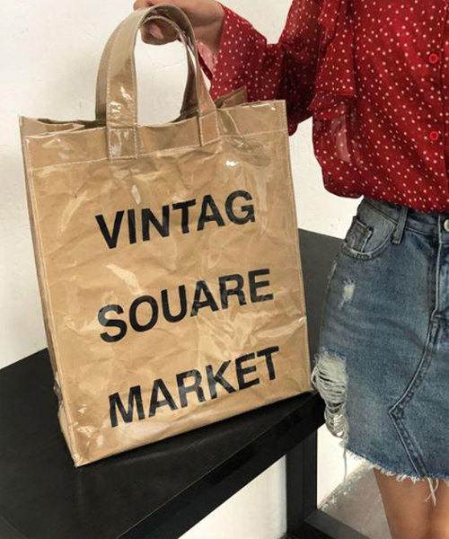 classicalelf(クラシカルエルフ)の「雨の日でも使えるマルシェバッグ (PVCトートバッグ)(トートバッグ・レディース・カーキ・ONE SIZE)」の10枚目の写真