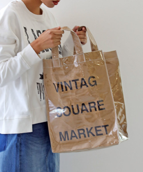 classicalelf(クラシカルエルフ)の「雨の日でも使えるマルシェバッグ (PVCトートバッグ)(トートバッグ・レディース・カーキ・ONE SIZE)」の11枚目の写真