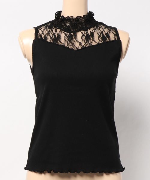 apres jour（アプレジュール）の「レースハイネックシャーリングタンク【ZOZOTOWN限定アイテム】（タンクトップ・レディース・ブラック/オフホワイト・フリー）」の9枚目の写真