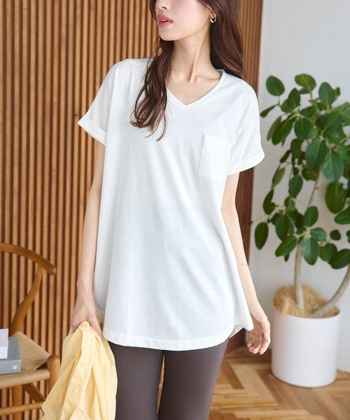 KOBE LETTUCE（コウベレタス）の「[ ASELEAR ]選べる2タイプ 汗染み防止ゆるTシャツ（Tシャツ/カットソー・レディース・オフホワイト/ブルー系その他/その他/グレー/ベージュ/ブラック/チャコールグレー/グレイッシュベージュ/ネイビー/ネイビー系1/ベージュ系/グレー系/ホワイト系/ベージュ系1/グレー系1/ネイビー系/ホワイト系1/オレンジ系1/オレンジ系・FREE/2/1）」の3枚目の写真