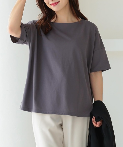 KOBE LETTUCE（コウベレタス）の「[ ASELEAR ]選べる2タイプ 汗染み防止ゆるTシャツ（Tシャツ/カットソー・レディース・オフホワイト/ブルー系その他/その他/グレー/ベージュ/ブラック/チャコールグレー/グレイッシュベージュ/ネイビー/ネイビー系1/ベージュ系/グレー系/ホワイト系/ベージュ系1/グレー系1/ネイビー系/ホワイト系1/オレンジ系1/オレンジ系・FREE/2/1）」の9枚目の写真