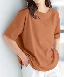 Tシャツ/カットソー（オレンジ/橙色系・Vネック）ファッション