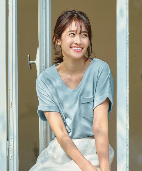 KOBE LETTUCE（コウベレタス）の「[ ASELEAR ]選べる2タイプ 汗染み防止ゆるTシャツ（Tシャツ/カットソー・レディース・オフホワイト/ブルー系その他/その他/グレー/ベージュ/ブラック/チャコールグレー/グレイッシュベージュ/ネイビー/ネイビー系1/ベージュ系/グレー系/ホワイト系/ベージュ系1/グレー系1/ネイビー系/ホワイト系1/オレンジ系1/オレンジ系・FREE/2/1）」の15枚目の写真