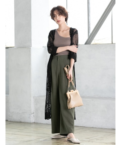 fifth（フィフス）の「ナチュラルリネンワイドパンツ（その他パンツ・レディース・ホワイト/アイボリー/ブラウン/カーキ・MEDIUM/LARGE/SMALL）」の4枚目の写真