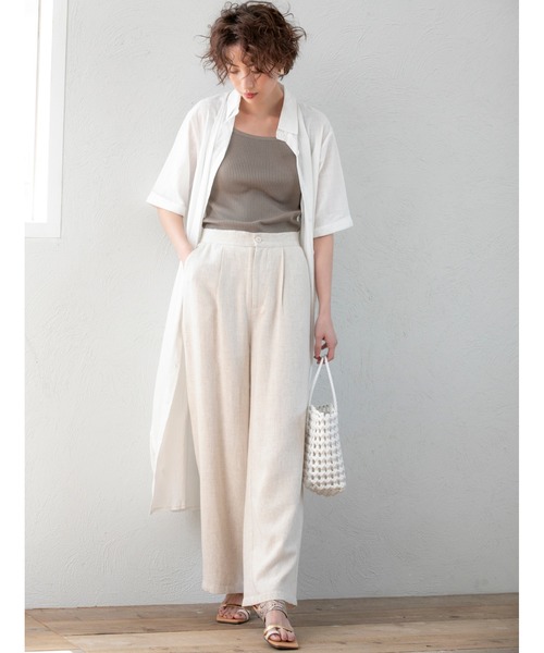fifth（フィフス）の「ナチュラルリネンワイドパンツ（その他パンツ・レディース・ホワイト/アイボリー/ブラウン/カーキ・MEDIUM/LARGE/SMALL）」の19枚目の写真