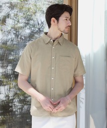 LIL VENDARS（リルヴェンダース）の「先染め綿麻ストレッチレギュラーカラー半袖シャツ（シャツ/ブラウス）」