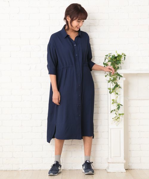 sabstreet my standard(サブストリートマイスタンダード)の「リネンタッチドロストワンピース【大きいサイズ対応】【9号(M)~15号(3L)】(ワンピース・レディース・ベージュ/レッド/カーキ/ネイビー・15号/9号)」の3枚目の写真