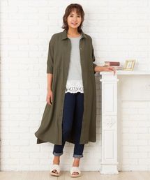 リネンタッチドロストワンピース【大きいサイズ対応】【9号(M)～15号(3L)】