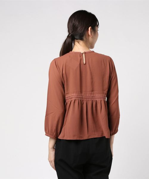 flower（フラワー）の「スイーティーフラワーブラウス（シャツ/ブラウス・レディース・ブラウン/ベージュ/ブルー・FREE）」の4枚目の写真