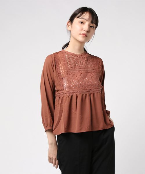 flower（フラワー）の「スイーティーフラワーブラウス（シャツ/ブラウス・レディース・ブラウン/ベージュ/ブルー・FREE）」の10枚目の写真