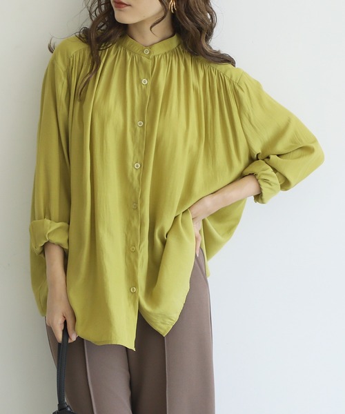 coca（coca）（コカ）の「ギャザーネックとろみブラウス（シャツ/ブラウス・レディース・グレー系その他/ホワイト/ブラック/マスタード/パープル・ONE SIZE）」の5枚目の写真