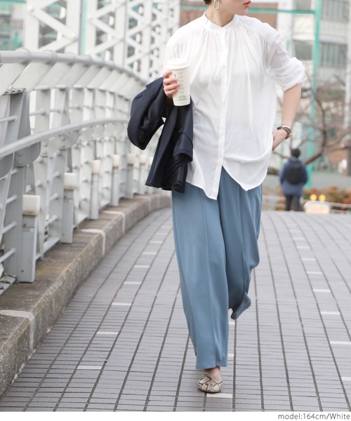 coca（coca）（コカ）の「ギャザーネックとろみブラウス（シャツ/ブラウス・レディース・グレー系その他/ホワイト/ブラック/マスタード/パープル・ONE SIZE）」の11枚目の写真