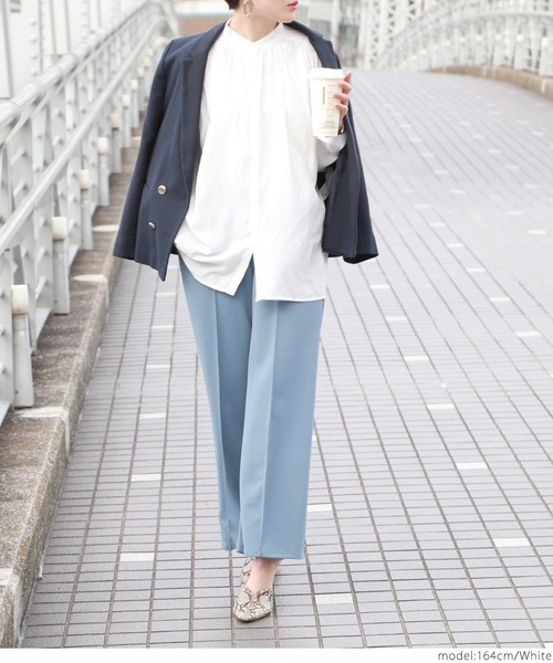 coca（coca）（コカ）の「ギャザーネックとろみブラウス（シャツ/ブラウス・レディース・グレー系その他/ホワイト/ブラック/マスタード/パープル・ONE SIZE）」の9枚目の写真