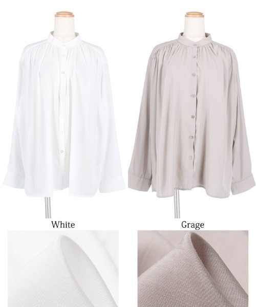 coca（coca）（コカ）の「ギャザーネックとろみブラウス（シャツ/ブラウス・レディース・グレー系その他/ホワイト/ブラック/マスタード/パープル・ONE SIZE）」の12枚目の写真
