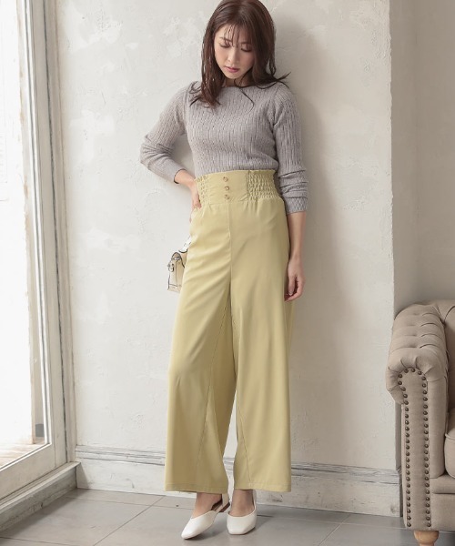KOBE LETTUCE(コウベレタス)の「フロントボタンワイドパンツ(その他パンツ・レディース・ベージュ/アイボリー/グリーン系その他・FREE)」の9枚目の写真