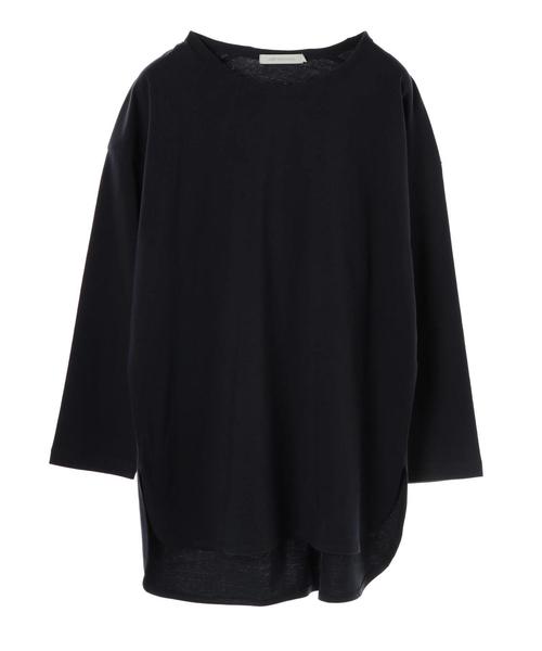 AMERICAN HOLIC（アメリカンホリック）の「前後差裾ラウンドカットチュニック　＊〇（Tシャツ/カットソー・レディース・ベージュ/ネイビー/オフホワイト/サックスブルー/ラベンダー・M/L）」の14枚目の写真