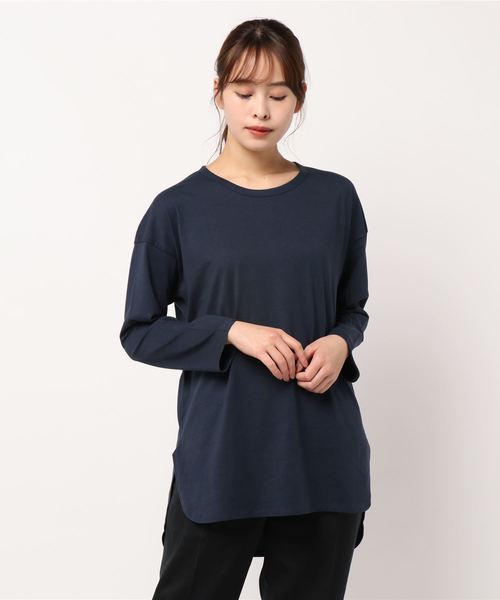 AMERICAN HOLIC（アメリカンホリック）の「前後差裾ラウンドカットチュニック　＊〇（Tシャツ/カットソー・レディース・ベージュ/ネイビー/オフホワイト/サックスブルー/ラベンダー・M/L）」の12枚目の写真