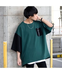 MinoriTY | 【コラボ「MinroriTY × ファッションインフルエンサー こーせ」】ツートーンリングジップポケットTシャツ ビッグシルエット(Tシャツ/カットソー)