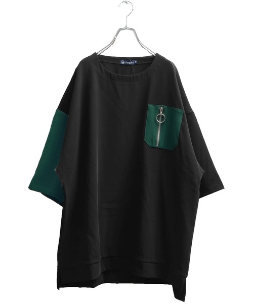 MinoriTY（マイノリティ）の「【コラボ「MinroriTY × ファッションインフルエンサー こーせ」】ツートーンリングジップポケットビッグシルエットTシャツ（Tシャツ/カットソー・メンズ・グリーン系その他/ブラック×グリーン/ブラック系その他/ブラウン系その他・L/M）」の17枚目の写真