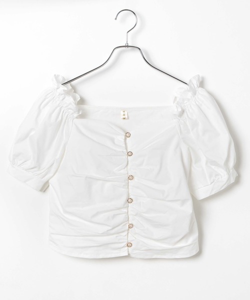 WEGO（ウィゴー）の「WEGO/パールボタンパフスリーブブラウス（シャツ/ブラウス・レディース・ホワイト・FREE）」の5枚目の写真