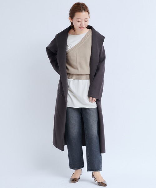 DouDou(ドゥドゥ)の「リブトッパーガウン(その他アウター・レディース・チャコールグレー/グレイッシュベージュ/ミント・FREE)」の21枚目の写真