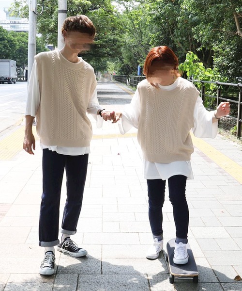 PairPair（ペアペア）の「クルーネックルーズベスト(ユニセックス)（ベスト・メンズ・ライトベージュ/ライトカーキ/ブラウン・LARGE/MEDIUM）」の10枚目の写真