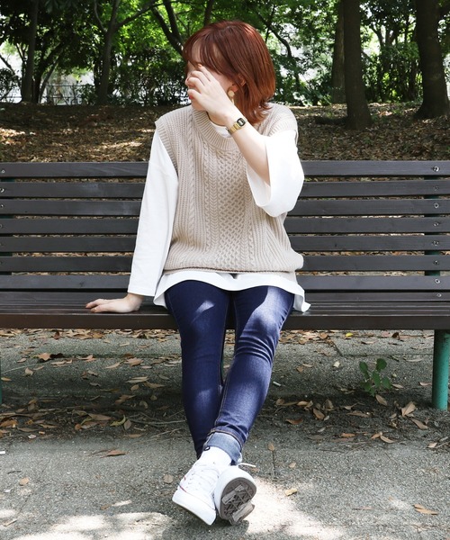 PairPair（ペアペア）の「クルーネックルーズベスト(ユニセックス)（ベスト・メンズ・ライトベージュ/ライトカーキ/ブラウン・LARGE/MEDIUM）」の11枚目の写真