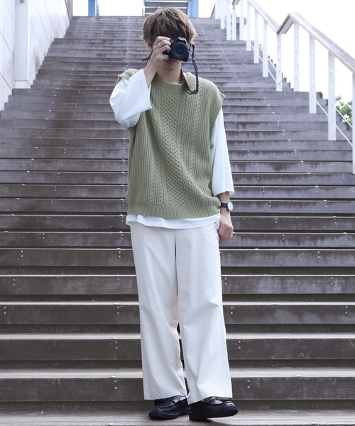 PairPair（ペアペア）の「クルーネックルーズベスト(ユニセックス)（ベスト・メンズ・ライトベージュ/ライトカーキ/ブラウン・LARGE/MEDIUM）」の18枚目の写真