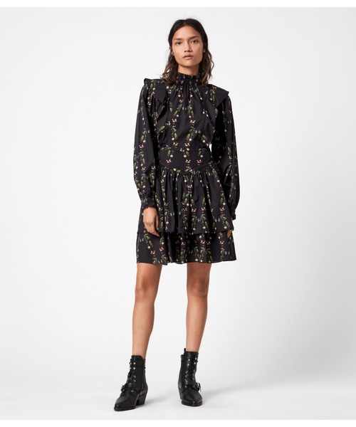 ALLSAINTS(オールセインツ)の「AISLYN VARANASI DRESS | AISLYN VARANAS ドレス・ワンピース(ワンピース・レディース・ブラック・4/6/8/10)」の1枚目の写真