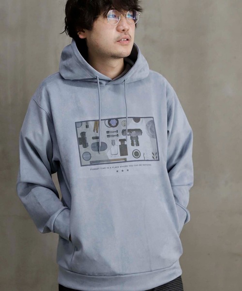 UNION STATION（ユニオンステーション）の「ストレッチスウェード昇華転写プリントパーカー（パーカー・メンズ・ライトブルー/オフホワイト/ライトベージュ・M/S/L/LL）」の4枚目の写真